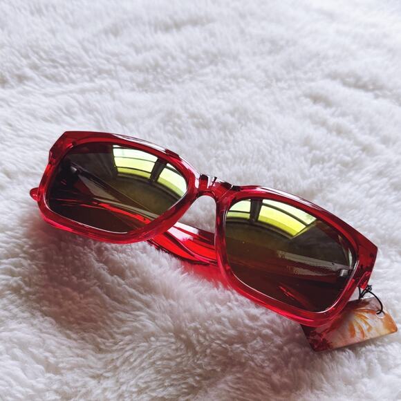 Cedric Bright Red Mirrored Sunglasses - Picture 3 of 14